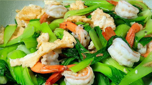 Mì Trộn Tôm Nõn và Cải Thìa