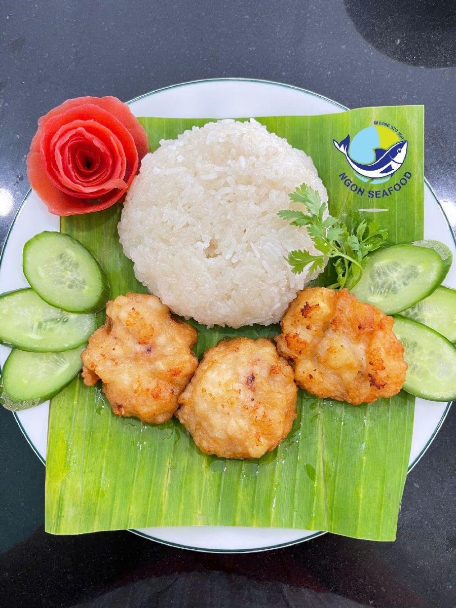 Xôi Chả Mực Hạ Long - xôi trắng chả mực